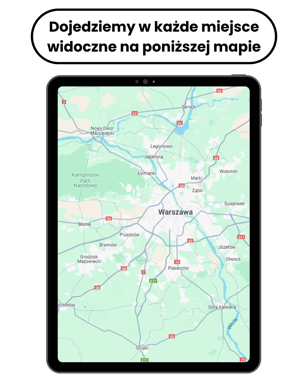Dojedziemy w każde miejsce, na poniższej mapie
